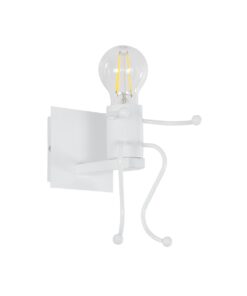 GloboStar® GloboStar® LITTLE MAN 01389 Μοντέρνο Επιτοίχιο Φωτιστικό Απλίκα Μονόφωτο 1 x E27 IP20 Λευκό Μέταλλο - Μ12 x Π19 x Υ17cm