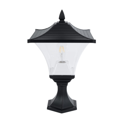 GloboStar® GLOBOSTAR® DIRAHIO 90552 Φωτιστικό Κολωνάκι Κήπου με Ντουί 1 x E27 AC 220-240V Αδιάβροχο IP65 - Γκρι Ανθρακί - Μ32 x Π32 x Υ52cm