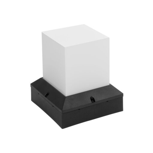 GloboStar® GloboStar® CUBIX 203-0245 Μοντέρνο Επιδαπέδιο Φωτιστικό Μονόφωτο 1 x E27 IP44 Μαύρο Πλαστικό - Μ22.5 x Π22.5 x Υ25cm