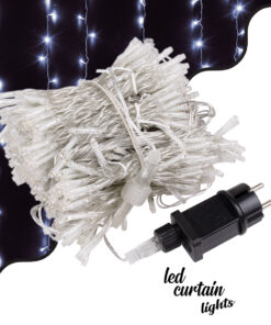 GloboStar® 85831 Διακοσμητική Κουρτίνα 6 x 3 Μέτρα με Controller 8 Προγραμμάτων Εναλλαγών Φωτισμού - Επεκτεινόμενη 600 LED 6W AC 230V με Διάφανο Καλώδιο & Πρίζα Schuko Αδιάβροχη IP44 Ψυχρό Λευκό 6000K Μ6 x Υ3m