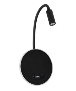 GloboStar® GLOBOSTAR® GOOSE 61695 Μοντέρνο Φωτιστικό Τοίχου - Απλίκα Ξενοδοχείου Reading Light με Φορτιστή USB 3A LED 6W 600lm 36° & 360° AC 220-240V IP20 Θερμό Λευκό 2700K - Bridgelux COB Chip & TÜV SÜD Driver - Μαύρο Ματ - Μ15.5 x Π22.5 x Υ30cm - 3 Χρόνια Εγγύηση