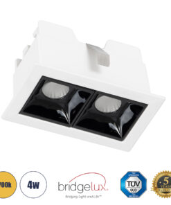 GloboStar® GloboStar® LUMINAR SUPERIOR 60317 Χωνευτό LED Spot Downlight TrimLess 4W 540lm 36° AC 220-240V IP20 Μ7.5 x Π4.3 x Υ4.5cm - Λευκό με Μαύρο Κάτοπτρο - Θερμό Λευκό 2700K - Bridgelux High Lumen Chip Gen2 - TÜV Certified Driver - 5 Years Warranty