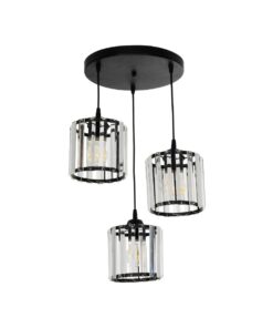 GloboStar® GLOBOSTAR® FLAREX 201-0084 Vintage Κρεμαστό Φωτιστικό Οροφής με Ντουί 3 x E27 AC 220-240V IP20 - Μαύρο & Διάφανο - Μ40 x Π40 x Υ50cm