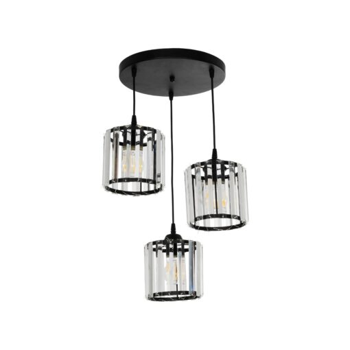 GloboStar® GLOBOSTAR® FLAREX 201-0084 Vintage Κρεμαστό Φωτιστικό Οροφής με Ντουί 3 x E27 AC 220-240V IP20 - Μαύρο & Διάφανο - Μ40 x Π40 x Υ50cm