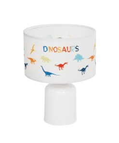 GloboStar® GloboStar® DINO 204-0028 Παιδικό Eπιτραπέζιο Φωτιστικό Πορτατίφ Μονόφωτο 1 x E27 IP20 Πολύχρωμο Ύφασμα με Λευκό Πλαστικό - Μ24 x Π24 x Υ32cm