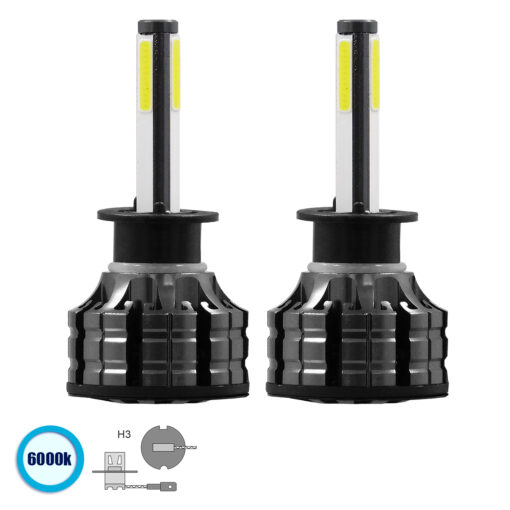 GloboStar® GloboStar® 82041 H3 K9 Line KIT Βασικού Φωτισμού Αυτοκινήτου & Φορτηγού 3rd Generation Can-Bus Series LED CREE CXB COB 100W 14000lm DC 9-32V Αδιάβροχο IP66 Ψυχρό Λευκό 6000K