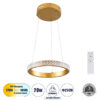 GloboStar® GLOBOSTAR® DIAMOND 61127 Μοντέρνο Κρεμαστό Φωτιστικό Οροφής LED 20W 2356lm 360° AC 220-240V IP20 Ρυθμιζόμενο Λευκό CCT με Χειριστήριο από 2700K έως 6000K Dimmable - Lumileds SMD Chip - Χρυσό Βούρτσας - Μ25 x Π25 x Υ3cm - 3 Χρόνια Εγγύηση