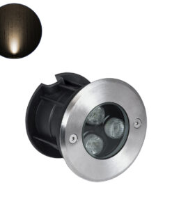 GloboStar® GloboStar® UNDERGROUND-FANI S-90979 Χωνευτό Φωτιστικό Σποτ Δαπέδου LED 12W 1080lm 60° DC 24V Αδιάβροχο IP68 Φ10 x Υ7.5cm Θερμό Λευκό 2700K - Ανοξείδωτο Ατσάλι