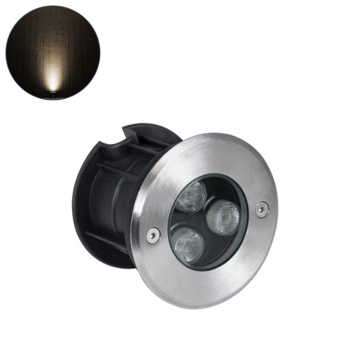 GloboStar® GloboStar® UNDERGROUND-FANI S-90979 Χωνευτό Φωτιστικό Σποτ Δαπέδου LED 12W 1080lm 60° DC 24V Αδιάβροχο IP68 Φ10 x Υ7.5cm Θερμό Λευκό 2700K - Ανοξείδωτο Ατσάλι