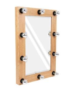 GloboStar® GloboStar® MAKEUP MIRROR-60x90-1 Μοντέρνος Καθρέπτης Μακιγιάζ με Πλαίσιο Φυσικού Ξύλου με Διακόπτη On/Off 10 x E27 AC220-240V - Μ60 x Π7 x Υ90cm - Μπεζ Δρυς