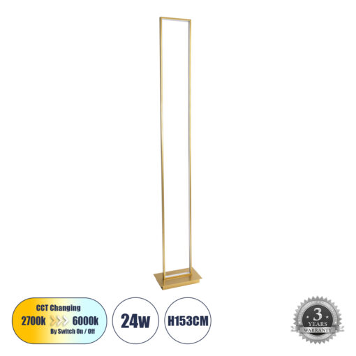 GloboStar® GloboStar® CORNELIE 60465 Μοντέρνο Επιδαπέδιο Φωτιστικό LED 24W 2640lm 200° AC 220-240V IP20 Ρυθμιζόμενο Λευκό CCT με Διακόπτη On/Off από 2700K έως 6000K - Χρυσό Πλατίνα - Μ26 x Π16 x Υ153cm - 3 Χρόνια Εγγύηση