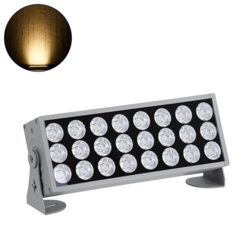 GloboStar® GLOBOSTAR® FLOOD-ZENA 90219 Προβολέας Σποτ Wall Washer LED 60W 5400lm 3° DC 24V Αδιάβροχο IP65 Θερμό Λευκό 2700K Dimmable - Ασημί - Μ37 x Π9 x Υ26.5cm - 3 Χρόνια Εγγύηση