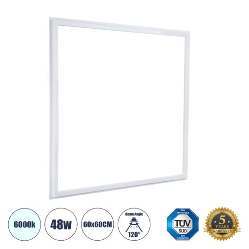 GloboStar® GloboStar® 60368 Χωνευτό LED Panel Linear Frameless Super Slim 60x60cm 48W 5760lm 120° CRI≥85Ra AC 220-240V IP44 Μ60 x Π60 x Υ1.5cm - Ψυχρό Λευκό 6000K - TÜV Certified Driver - 5 Years Warranty