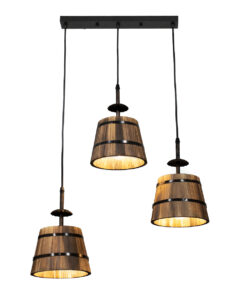 GloboStar® GLOBOSTAR® CEBU 00889 Vintage Κρεμαστό Φωτιστικό Οροφής με Ντουί 3 x E27 AC 220-240V IP20 - Καφέ & Μαύρο - Μ55.5 x Π18.5 x Y210cm