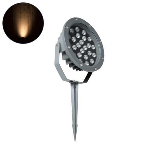 GloboStar® GloboStar® TREELIGHT-RIVA 90363 Σποτ Φωτισμού Ειδικό για Φυτά - Δέντρα με Βάση Κήπου / Καρφωτό LED 24W 2040lm 10° DC 24V Αδιάβροχο IP67 Φ20.5 x Υ6.5cm Αρχιτεκτονικό Πορτοκαλί 2200K - Γκρι Ανθρακί - 3 Years Warranty