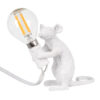 GloboStar® GloboStar® MOUSE 00679 Vintage Επιτραπέζιο Φωτιστικό Πορτατίφ Μονόφωτο 1 x E12 IP20 Λευκό Πλαστικό - Μ12 x Π4 x Υ10cm