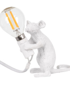GloboStar® GloboStar® MOUSE 00679 Vintage Επιτραπέζιο Φωτιστικό Πορτατίφ Μονόφωτο 1 x E12 IP20 Λευκό Πλαστικό - Μ12 x Π4 x Υ10cm