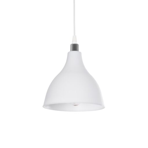 GloboStar® GLOBOSTAR® RADE 203-0126 Μοντέρνο Κρεμαστό Φωτιστικό Οροφής με Ντουί 1 x E27 AC 220-240V IP20 - Λευκό & Ασημί - Μ18.5 x Π18.5 x Υ23cm