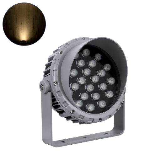 GloboStar® GLOBOSTAR® FLOOD-MENA 90644 Προβολέας Σποτ Wall Washer με Αντιθαμβωτική Γρίλια LED 24W 2160lm 30° AC 220-240V Αδιάβροχο IP65 Θερμό Λευκό 3000K - Ασημί - Μ23 x Π23 x Υ18cm - 3 Χρόνια Εγγύηση