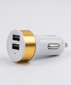 GloboStar® Globostar® S-90990 Χρυσός Φορτιστής Αυτοκινήτου DC 12-24V με 2 Εξόδους USB DC 5V 1.0Α & 2.1A