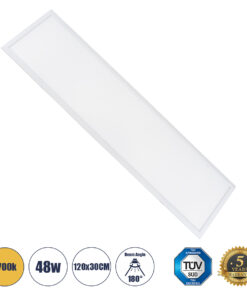 GloboStar® GloboStar® 60214 Χωνευτό LED Panel Milky Super Slim 120x30cm 48W 4320lm 120° CRI≥80Ra UGR<19 AC 220-240V IP20 Μ120 x Π30 x Υ1.5cm - Θερμό Λευκό 2700K - TÜV Certified Driver - 5 Years Warranty