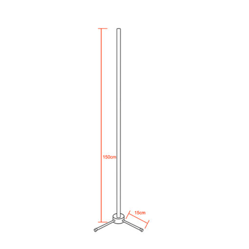 GloboStar® Μοντέρνο Minimal Επιδαπέδιο Μαύρο Φωτιστικό 150cm LED 24 Watt με Ασύρματο Χειριστήριο RF & Dimmer RGB Πολύχρωμο GloboStar ALIEN Design GLOBO-150-8
