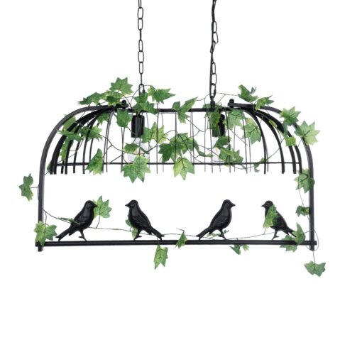 GloboStar® GLOBOSTAR® NEST 01643 Vintage Κρεμαστό Φωτιστικό Οροφής με Ντουί 2 x E27 AC 220-240V IP20 - Μαύρο & Πράσινο - Μ73.6 x Π37.5 x Y38cm