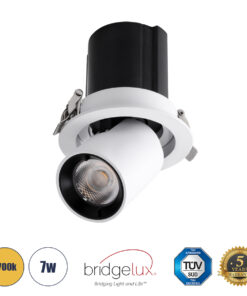 GloboStar® GloboStar® VIRGO-S 60303 Χωνευτό LED Spot Downlight TrimLess Φ9cm 7W 875lm 36° AC 220-240V IP20 Φ9cm x Υ9cm - Στρόγγυλο - Λευκό με Μαύρο Κάτοπτρο - Θερμό Λευκό 2700K - Bridgelux COB - 5 Years Warranty