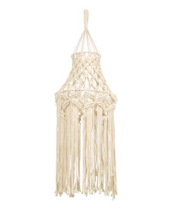 GloboStar® GloboStar® 36209 SOMALIA Boho Καπέλο Φωτιστικού Μακραμέ Πλεκτό Χειροποίητο Μπεζ Βαμβακερό Νήμα - Μ30 x Π30 x Υ90cm