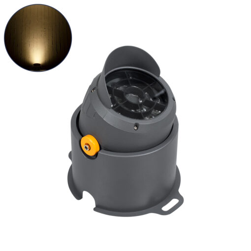 GloboStar® GLOBOSTAR® FLOOD-SIMA 90495 Κινούμενος Προβολέας Σποτ Wall Washer με Αντιθαμβωτική Γρίλια LED 36W 3240lm 30° DC 24V Αδιάβροχο IP67 Θερμό Λευκό 2700K Dimmable - Γκρι Ανθρακί - Μ21 x Π26 x Υ27cm - 3 Χρόνια Εγγύηση