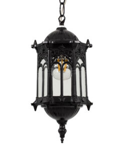 GloboStar® GLOBOSTAR® DARCY 00655 Vintage Κρεμαστό Φωτιστικό Οροφής με Ντουί 1 x E27 AC 220-240V IP20 - Μαύρο - Μ15.5 x Π15.5 x Υ32.5cm