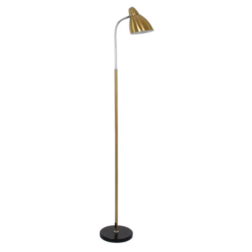 GloboStar® GloboStar® VERSA 00832 Μοντέρνο Επιδαπέδιο Φωτιστικό Μονόφωτο 1 x E27 IP20 Χρυσό & Ασημί Μέταλλο με Μαύρο Μάρμαρο - Μ15 x Π15 x Υ155cm