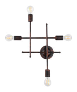 GloboStar® GloboStar® PIPING 00662 Vintage Επιτοίχιο Φωτιστικό Πολύφωτο 4 x E27 IP20 Χάλκινο Μέταλλο - Μ40 x Π9 x Υ52cm