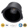 GloboStar® GloboStar® PLUTO-B 60263 Χωνευτό LED Spot Downlight TrimLess Φ10.4cm 15W 1875lm 38° AC 220-240V IP20 Φ10.4 x Υ6.5cm - Στρόγγυλο - Μαύρο & Anti-Glare HoneyComb - Θερμό Λευκό 2700K - Bridgelux COB - 5 Years Warranty