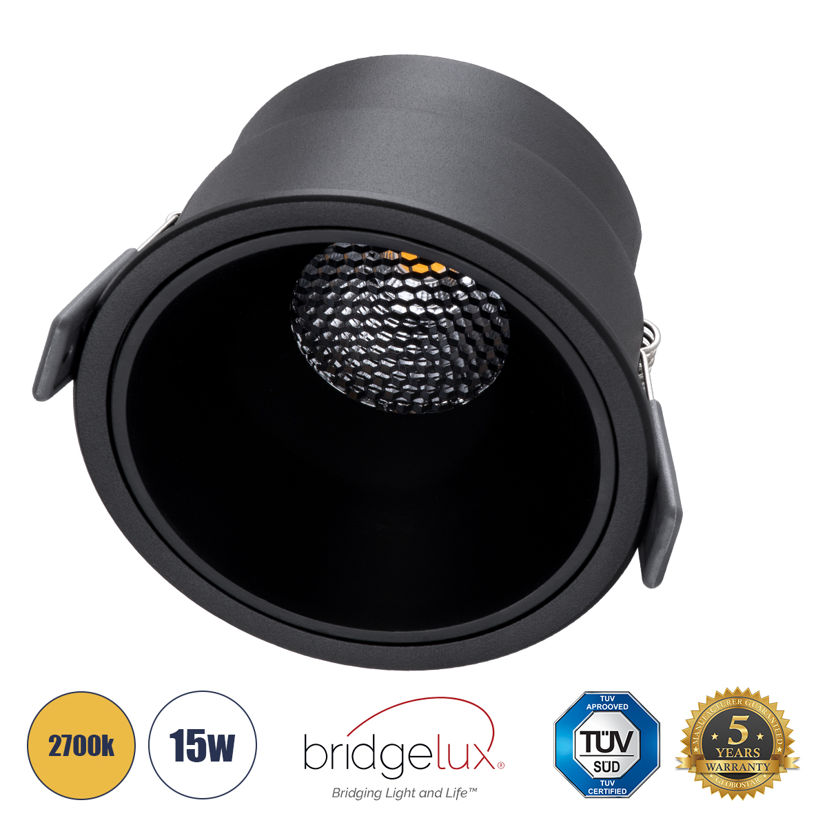 GloboStar® PLUTO-B 60263 Χωνευτό LED Spot Downlight TrimLess Φ10.4cm 15W 1875lm 38° AC 220-240V IP20 Φ10.4 x Υ6.5cm - Στρόγγυλο - Μαύρο & Anti-Glare HoneyComb - Θερμό Λευκό 2700K - Bridgelux COB - 5 Years Warranty 2 GloboStar® GloboStar® PLUTO-B 60263 Χωνευτό LED Spot Downlight TrimLess Φ10.4cm 15W 1875lm 38° AC 220-240V IP20 Φ10.4 x Υ6.5cm - Στρόγγυλο - Μαύρο & Anti-Glare HoneyComb - Θερμό Λευκό 2700K - Bridgelux COB - 5 Years Warranty