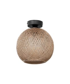 GloboStar® GloboStar® CORDE 203-0270 Μοντέρνο Φωτιστικό Οροφής Μπάλα Μονόφωτο 1 x E27 IP20 Μπέζ Σχοίνι - Μ25 x Π25 x Υ25cm