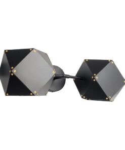 GloboStar® GloboStar® WELLES 00795 Μοντέρνο Επιτοίχιο Φωτιστικό Απλίκα Δίφωτο 2 x E14 IP20 Μαύρο & Χρυσό Μέταλλο - Μ52 x Π21 x Υ17cm