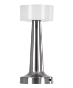 GloboStar® GloboStar® NANNA 76473 Επαναφορτιζόμενο Επιτραπέζιο Φωτιστικό Πορτατίφ LED 1.5W 105lm 120° DC 5V IP44 CCT Ultra Θερμό 1500K - Φυσικό Λευκό 4500K - Ψυχρό Λευκό 6000K Dimmable Ασημί & Λευκό Πλαστικό - Μ9 x Π9 x Υ21cm - 2 Χρόνια Εγγύηση
