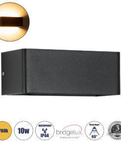 GloboStar® GloboStar® CIRCOA 60544 Φωτιστικό Τοίχου - Απλίκα Αρχιτεκτονικού Φωτισμού Εσωτερικού/Εξωτερικού Χώρου Up & Down LED 10W 1080lm 60° AC 220-240V IP44 Μ20 x Π8 x Υ10cm - Θερμό Λευκό 2700K - Μαύρο - Bridgelux Chip - 3 Years Warranty