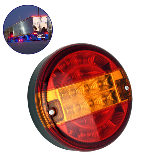 GloboStar® GloboStar® 79927 Πίσω Φανάρι Φορτηγού 20 LED DC 24V Στρογγυλό Universal Αδιάβροχο IP66 Κόκκινο - Πορτοκαλί