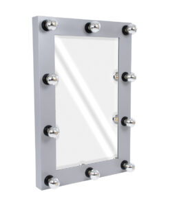 GloboStar® GloboStar® MAKEUP MIRROR-60x90-3 Μοντέρνος Καθρέπτης Μακιγιάζ με Πλαίσιο Φυσικού Ξύλου με Διακόπτη On/Off 10 x E27 AC220-240V - Μ60 x Π7 x Υ90cm - Γκρι Τσιμέντου