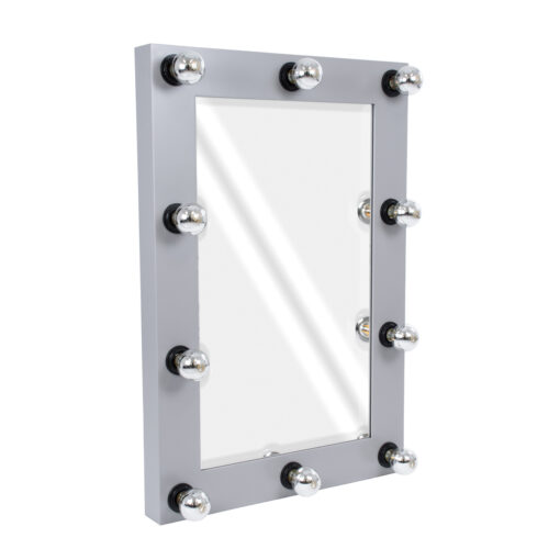 GloboStar® GloboStar® MAKEUP MIRROR-60x90-3 Μοντέρνος Καθρέπτης Μακιγιάζ με Πλαίσιο Φυσικού Ξύλου με Διακόπτη On/Off 10 x E27 AC220-240V - Μ60 x Π7 x Υ90cm - Γκρι Τσιμέντου
