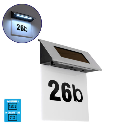 GloboStar® GloboStar® 71485 Αυτόνομο Ηλιακό Φωτιστικό LED SMD 1W 40lm με Ενσωματωμένη Μπαταρία 600mAh - Φωτοβολταϊκό Πάνελ με Αισθητήρα Ημέρας-Νύχτας για Αρίθμηση Διεύθυνσης Δρόμου Αδιάβροχο IP65 Ψυχρό Λευκό 6000K