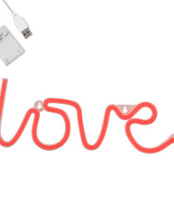 GloboStar® GloboStar® 78587 Φωτιστικό Ταμπέλα Φωτεινή Επιγραφή NEON LED Σήμανσης LOVE 5W με Καλώδιο Τροφοδοσίας USB - Μπαταρίας 3xAAA (Δεν Περιλαμβάνονται) - Κόκκινο