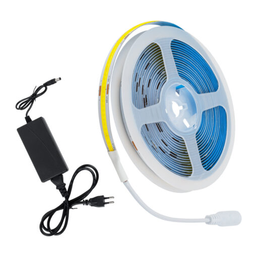 GloboStar® GloboStar® 70416 Σετ Ταινία COB LED 5m 48W/5m 308LED/m 816lm/m 120° DC 12V IP20 με Τροφοδοτικό Φυσικό Λευκό 4500K