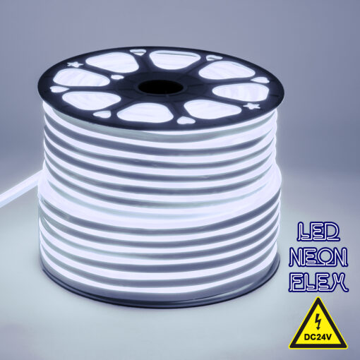 GloboStar® GLOBOSTAR® NEOVALE 70560 Ταινία Neon Flex LED 12W/m 1080lm/m 120° DC 24V Αδιάβροχο IP65 120 x SMD2835 Chip/m Ψυχρό Λευκό 6000K Dimmable - Μ100 x Π0.8 x Υ1.6cm - 3 Χρόνια Εγγύηση