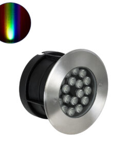 GloboStar® GloboStar® UNDERGROUND-SINA 90573 Χωνευτό Φωτιστικό Σποτ Δαπέδου LED 18W 1530lm 15° DC 24V Αδιάβροχο IP68 Φ20 x Υ11cm RGBW DMX512 - Ανοξείδωτο Ατσάλι - 3 Χρόνια Εγγύηση