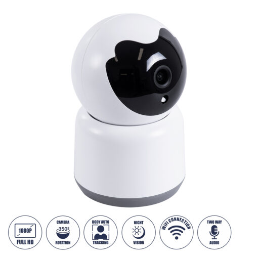 GloboStar® GloboStar® 86072 Table Camera WiFi HD 1080P 3MP 350° Two Way Audio & Motion Detection - Επιτραπέζια Κάμερα WiFi HD 1080P 350° Διπλή Κατέυθυνση Ομιλίας με Ανιχνευτή Κίνησης - Following Face Auto Tracking - Λευκό