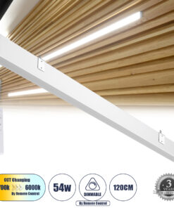 GloboStar® GloboStar® FELIX 61029-W Γραμμικό Φωτιστικό Τοίχου - Απλίκα Linear LED CCT 54W 6500lm 120° AC 220-240V Μ120 x Π3.5 x Υ7cm - Εναλλαγή Φωτισμού μέσω Τηλεχειριστηρίου All In One Ψυχρό 6000k+Φυσικό 4500k+Θερμό 2700k Dimmable - Λευκό - 3 Years Warranty