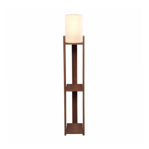 GloboStar® GloboStar® VENTORA 204-0125 Μοντέρνο Eπιδαπέδιο Φωτιστικό Μονόφωτο 1 x E27 IP20 Καφέ Ξύλο με Μπεζ Ύφασμα - Μ20 x Π20 x Υ142cm